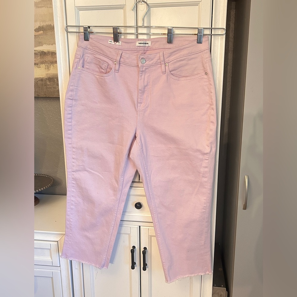 Plus Size 14 VIGOSS Lavender Light Purple Cropped Denim‎ Pants